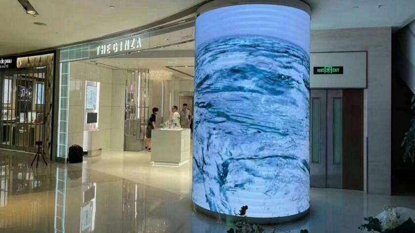 cylinder led scherm groot met water